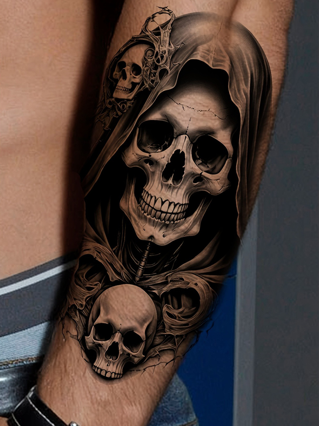 3D Horror Skull Temporary Tattoo